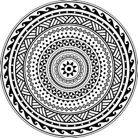Tribal Polynesian Mandala Abstract Circular Polynesian Hawaiian Style