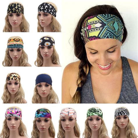 Women Wide Sports Yoga Headband Stretch Hairband Elastic Hair Band Boho