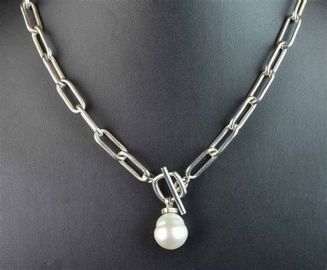 Kailis Baroque Pearl Silver Necklace A Large Oval Link Sterling