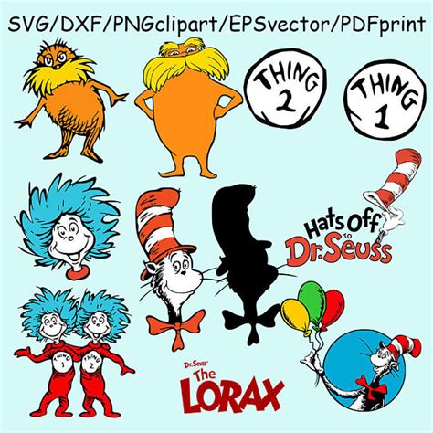 Cat In Hat Thing One Two Lorax Dr Seuss Svg Dxf Clipart Wikiclipart