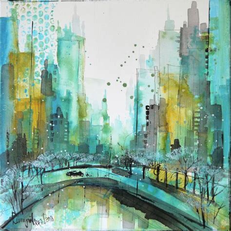 Vector silhouettes of the city skylines. New York Abstract Painting by Irina Rumyantseva | Artmajeur
