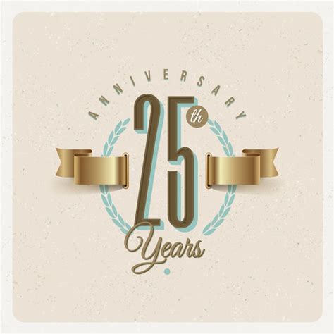 Premium Vector Vintage 25th Years Anniversary Emblem With Golden