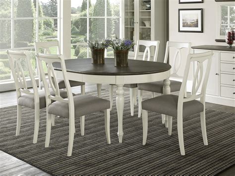 It has got an adorable white finish and it includes. Everhome Designs - Vegas 7 Piece Round To Oval Extension ...