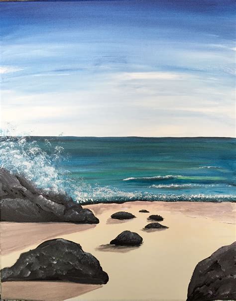 Beach Rocks Beach Painting Landscape Paintings Ocean Painting