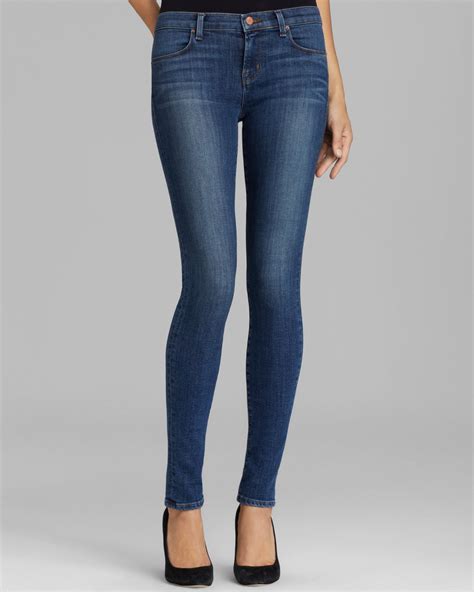 J Brand Mid Rise Super Skinny Jeans In Refuge In Metallic Lyst