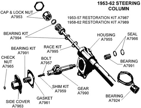 1953 62 Steering Column Diagram View Chicago Corvette Supply