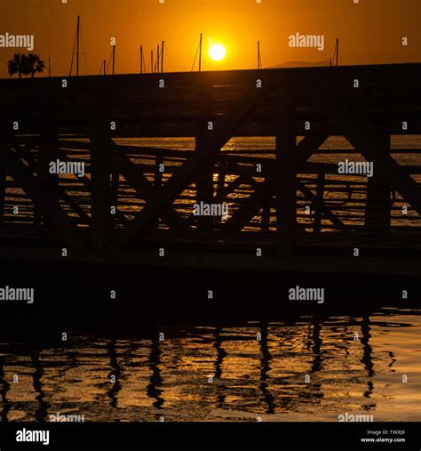 Silhouettes Of The Marina Del Rey Harbor During Sunset Photographed