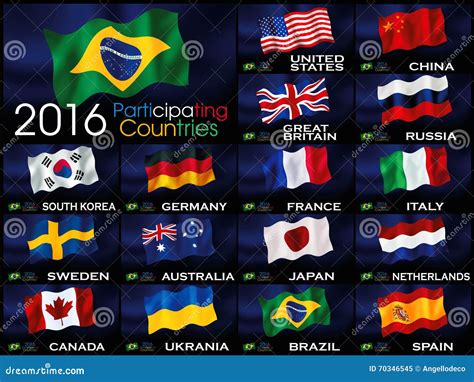 Banderas De Los Países Participantes Para Las Olimpiadas De Los Juegos