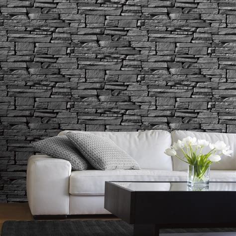 64 top stone wall wallpapers , carefully selected images for you that start with s letter. Grandeco Dax Dry Stone Wall Slate Brick Effect Vinyl ...