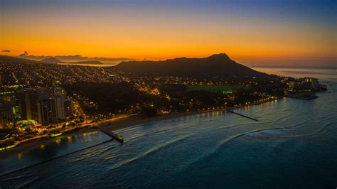 Diamond Head And Waikiki Sunrise Honolulu Hawaii Shot On Dji Drone