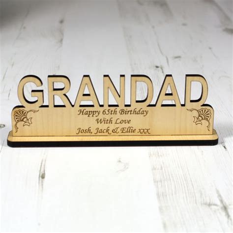 Gifts for grandad from grandson granddaughter, engraved wallet card insert, birthday christmas gifts for grandpa grandfather. Personalised 'Grandad' Wood Plaque - Engrave a gift