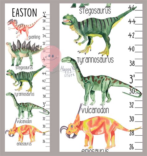 Height Chart Dinosaurs Dino Personalized Growth Chart Dinos Etsy