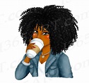 Latte Coffee Girls Black Women Clipart Natural Hair Girl PNG (499762 ...