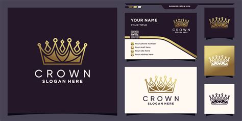 Creative Crown Logo With Modern Golden Style Color And Business Card