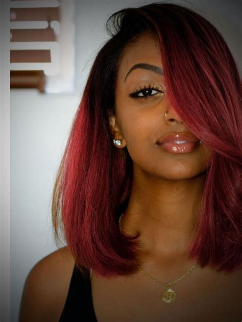 100% natural black hair color this natural black. Red Highlights For Black Women Hair Red Hair Color For ...