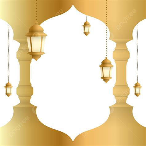 Gambar Hiasan Islamik Emas Dengan Tanglung Islamik Tanglung Emas Png