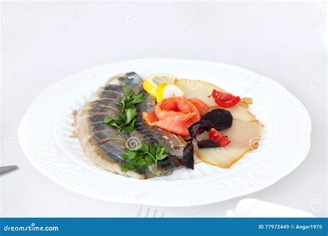 Chopped Fresh Fish Herring Banquet Table Stock Photos Free And Royalty