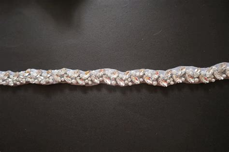 Silver Thin Crystal Beaded Trim Rhinestone Beaded Applique Etsy