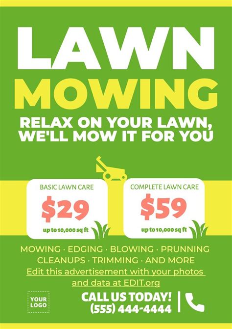 lawn mowing poster templates for new clients