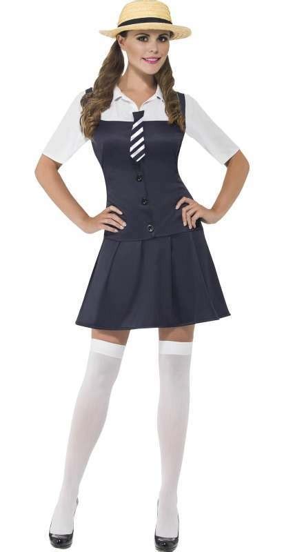 ladies blue st trinians school girl fancy dress costume