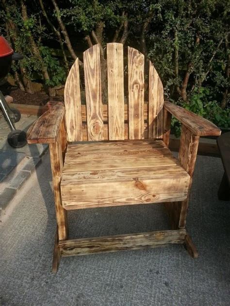 Pallet furniture is furniture made using recycled wooden pallets. Burnt Wood Effects Pallets Outdoor Chair | Pallet Ideas