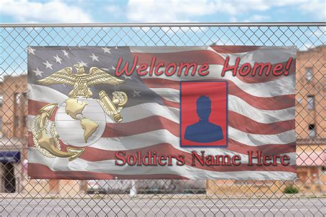 Welcome Home Flag Personalized Military Banner Etsy Military