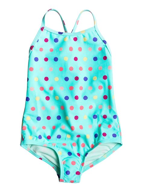 Roxy Rainbow Dots One Piece Girls Swimsuit Gcz6 Bluegreen 3 Ebay