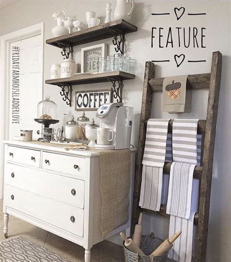 I mean when we were searching for coffee mugs to sell in the store we chose the biggest when my friend lucy told me she wanted to set up a coffee bar in the kitchen of her new home i was a huge fan of the idea. farmhouse coffee bar | Coffee nook, Coffee bars in kitchen ...