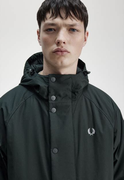 fred perry padded zip through night green jacket impericon au