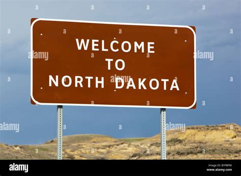 Usa North Dakota Harding Welcome To North Dakota Sign Stock Photo