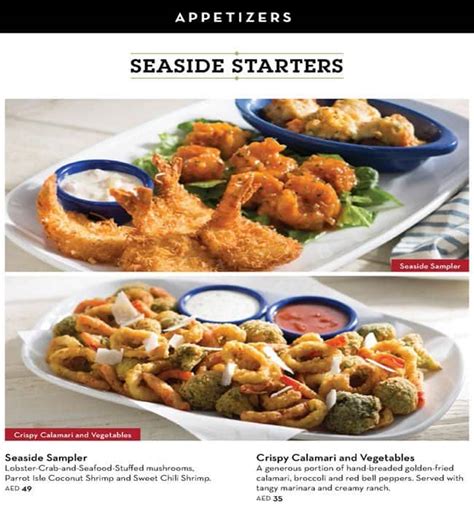 Red Lobster Printable Menu