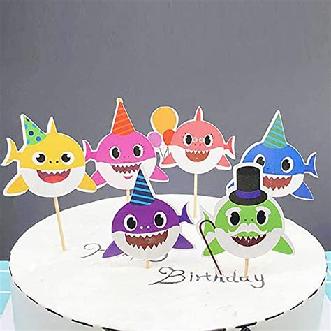 Cute Sharks Cupcake Toppers Little Shark Cake Toppers Picks For Kids