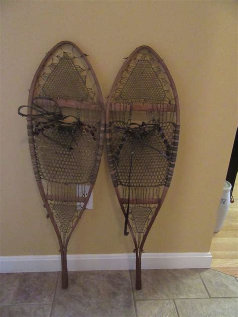 Pair Of Vintage Wood And Rawhide Snowshoes With Leather Boot Etsy