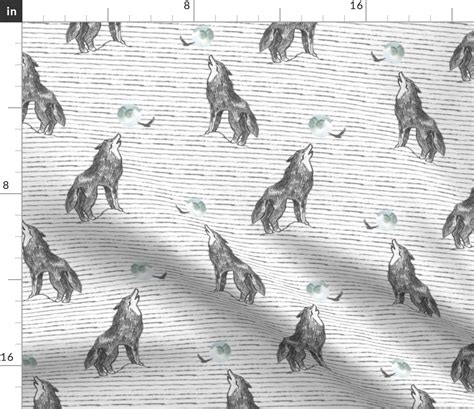 8 Howl At The Moon Wolf With Stripes Fabric Spoonflower