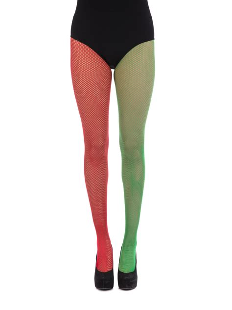 Green And Red Fishnet Tights