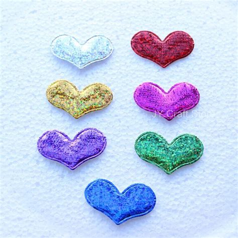 Set Of 300pcs Glitter Rainbow Satin Heart 3825mm Iridescent Felt