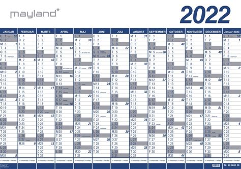 Mayland 2022 Vægkalender Kæmpe Plast 1x13 Lomax As