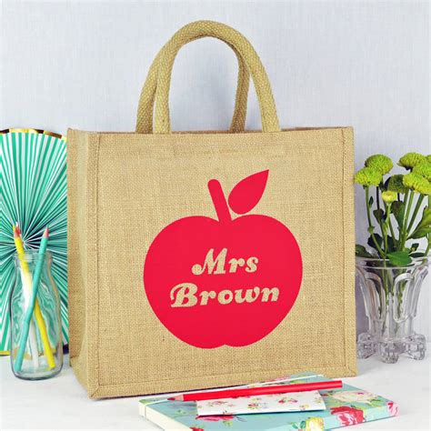 Personalised Apple Teacher Jute Bag By Andrea Fays