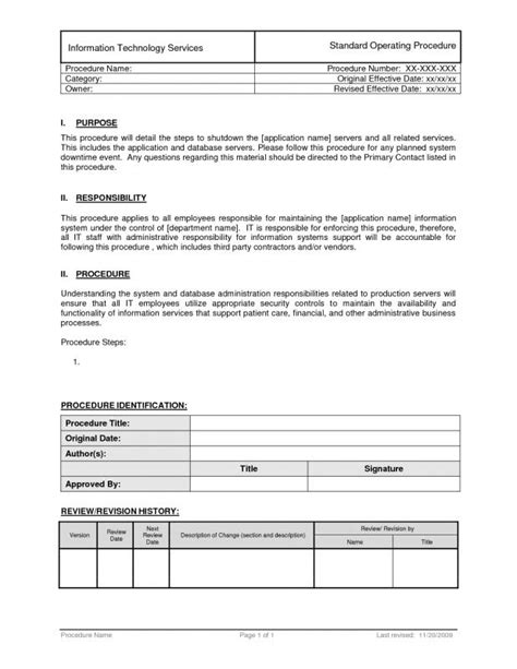 Standard Operating Procedures Template Template Business