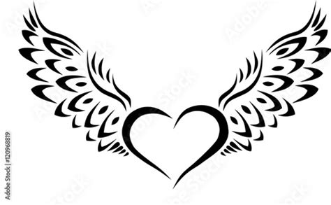 Heart With Wings Tribal Tattoo Stock Vector Adobe Stock