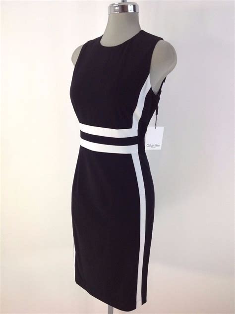 Calvin Klein New Wt Modern Slimming Colorblock Dress Black White Size