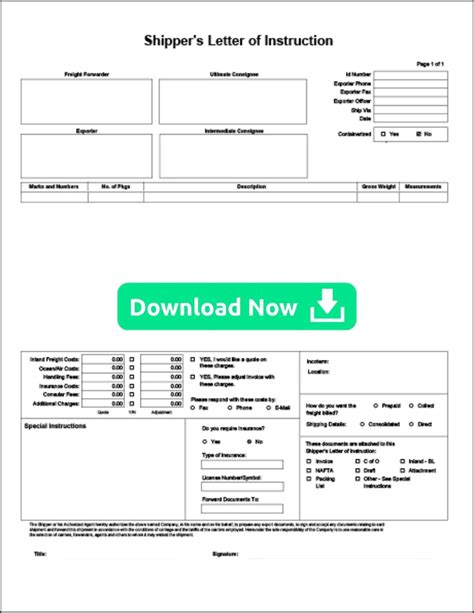 download shipper s letter of instruction forms