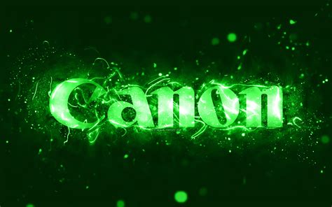 Herunterladen Hintergrundbild Grünes Canon Logo 4k Grüne Neonlichter