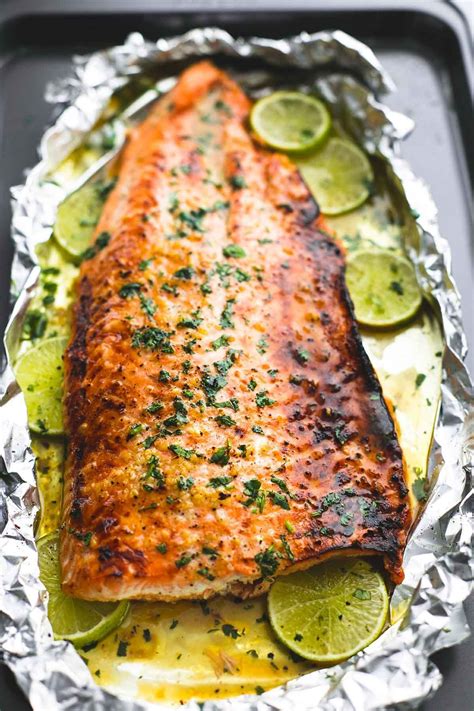 Line a baking sheet with foil. Baked Honey Cilantro Lime Salmon in Foil | Recipe | Salmon ...