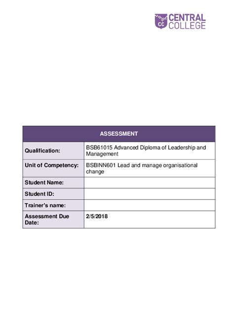 (DOC) assessment Qualification: BSB61015 Advanced Diploma ...