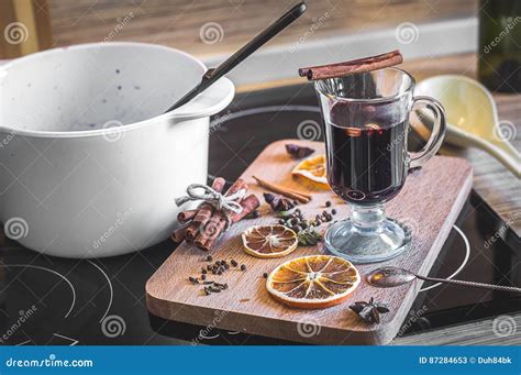 The Process Of Making Mulled Wine Stock Image Image Of Bottle