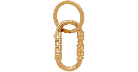 Versace Gold Greca Logo Keychain In Metallic For Men Lyst