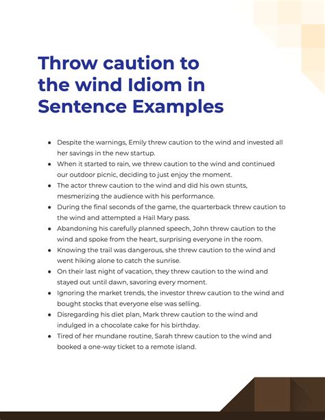Throw Caution To The Wind Idiom 19 Examples How To Use Pdf Tips
