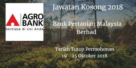 Jawatankosong terkini jabatan pertanian malaysia sesi 2020. Bank Pertanian Malaysia Berhad Jawatan Kosong Agrobank 19 ...