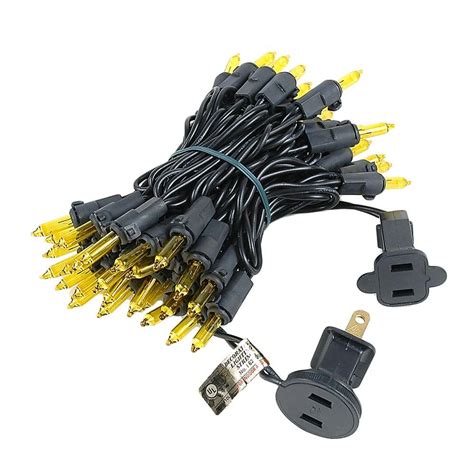 Yellow Christmas Mini Lights Set 50 Light Black Wire 11 Feet Novelty